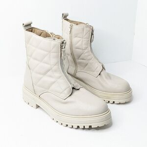 Alberto Torresi Malissa Front Zip Boots, Off White, Women's 40 EU (US 9)